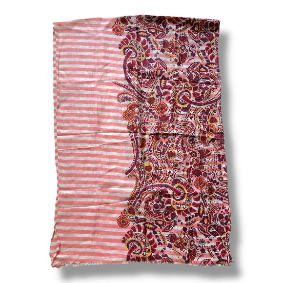 Unbranded Accessories - Pink Rectangular Lines Vtg 69” X 24” Scarf Women Scarve